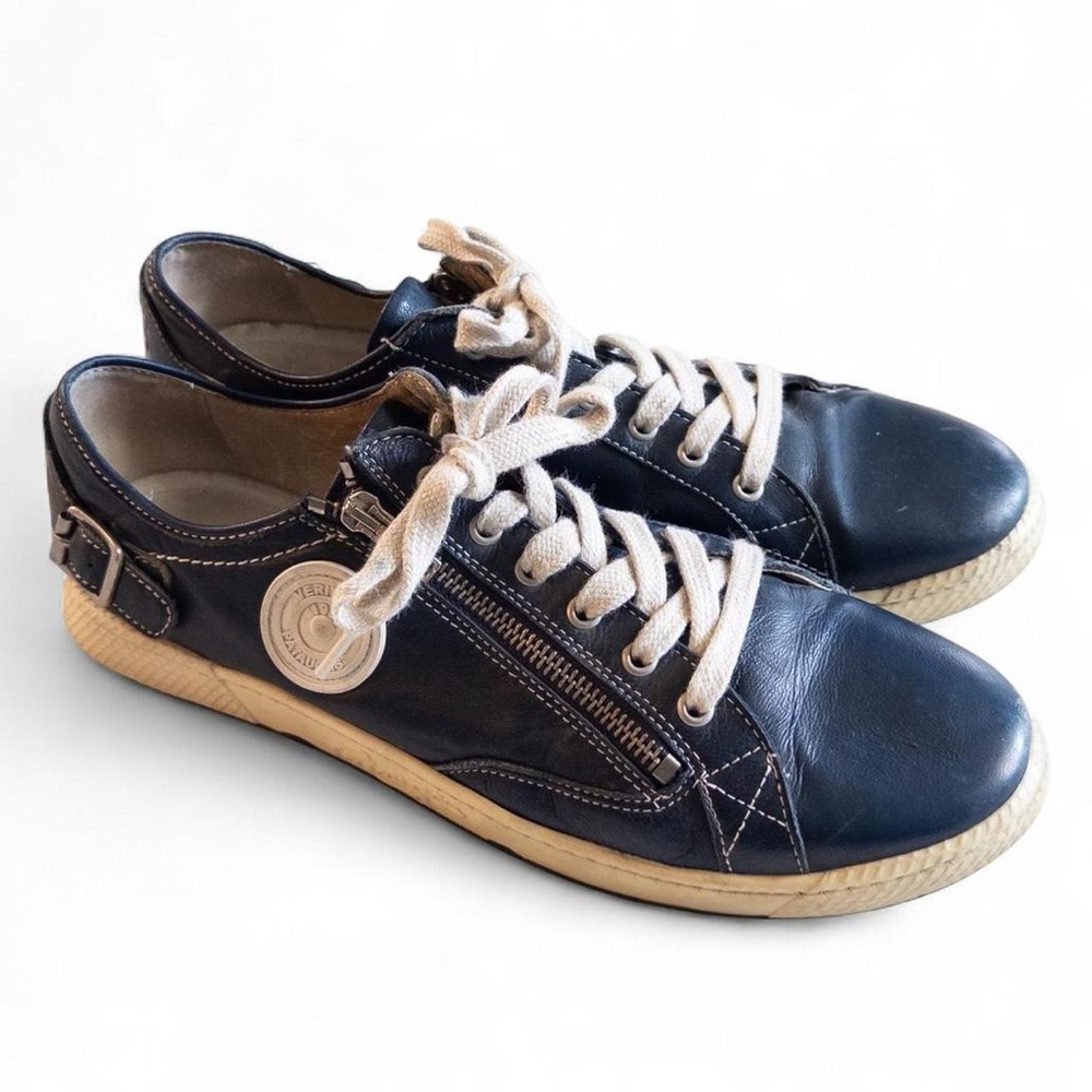 Pataugas Navy Blue Leather Sneakers Size 41 Women’s 10.5 Casual Shoes